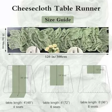 Booque Valley 3 Pack Sage Green Cheesecloth Table Runner 10ft Super Soft Boho Wrinkled Gauze Sheer Cloth for Baby Shower Baptism Birthday Party Wedding Centerpiece Table Decoration, 35x120 Inch
