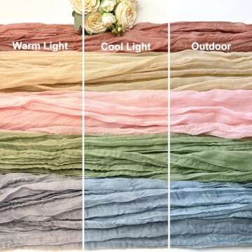 Booque Valley 3 Pack Sage Green Cheesecloth Table Runner 10ft Super Soft Boho Wrinkled Gauze Sheer Cloth for Baby Shower Baptism Birthday Party Wedding Centerpiece Table Decoration, 35x120 Inch