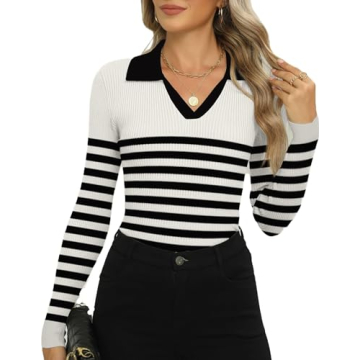 Zeagoo Women's Long Sleeve V-Neck Ribbed Knit Sweaters - A Perfect Blend of Comfort & Style