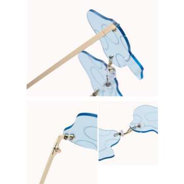 ENTHYI Mushroom Shape Sunglasses for Women Irregular Rimless Eyewear Retro rave Party halloween Sun Glasses