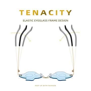 ENTHYI Mushroom Shape Sunglasses for Women Irregular Rimless Eyewear Retro rave Party halloween Sun Glasses