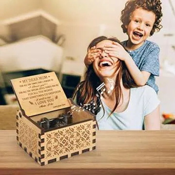 Music Box Hand Crank Engraved Musical Box-U R My Sunshine Mechanism Antique Vintage Personalizable Gift for Dear Mother from son on Birthday party