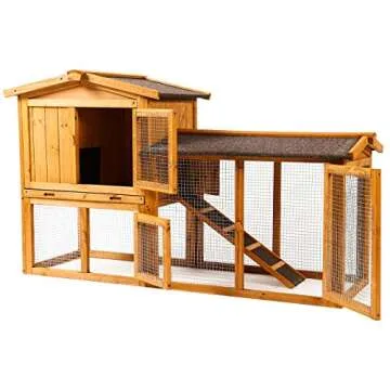 Ogrmar Chicken Coop Large Wooden Outdoor Bunny Rabbit Hutch Hen Cage with Ventilation Door, Removabl...