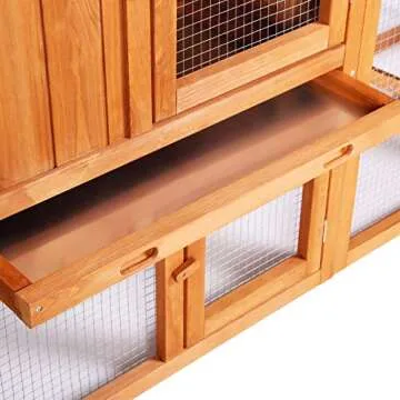 Ogrmar Chicken Coop Large Wooden Outdoor Bunny Rabbit Hutch Hen Cage with Ventilation Door, Removable Tray & Ramp Garden Backyard Pet House Chicken Nesting Box