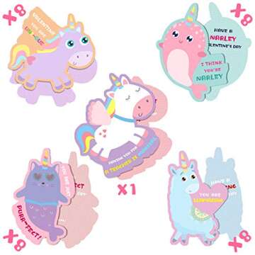 Valentine Boxes for Kids - Unicorn Valentines Day Cards for School Classroom Boys Girls Gifts Exchan...