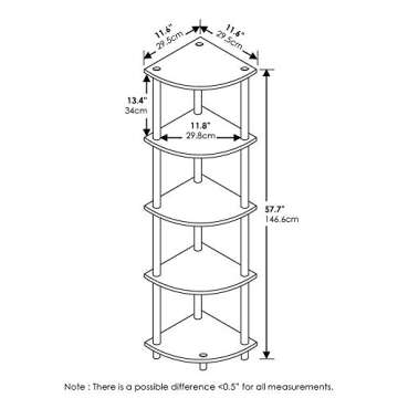 Furinno Turn-N-Tube 5 Tier Corner Display Rack Multipurpose Shelving Unit, 1-Pack, Beech/White