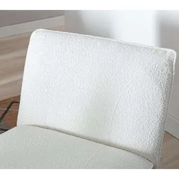 DUOMAY Modern Accent Chair, 27.5" Large Width Armless Sherpa White Upholstered Living Room Lounge Chairs Reading Chair for Bedroom Guest Room Office, Metal Frame
