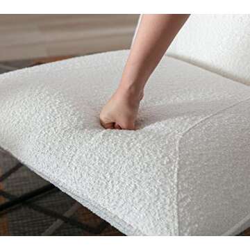 DUOMAY Modern Accent Chair, 27.5" Large Width Armless Sherpa White Upholstered Living Room Lounge Chairs Reading Chair for Bedroom Guest Room Office, Metal Frame