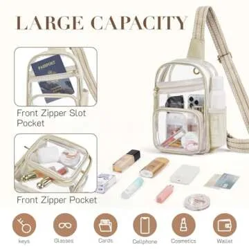Missnine Clear Sling Bag for Stadium Events and More