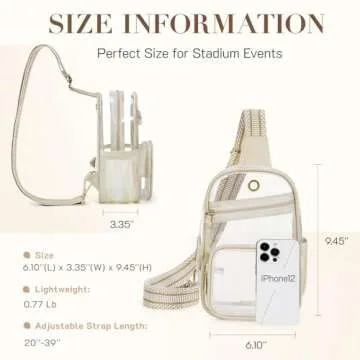 Missnine Clear Sling Bag for Stadium Events and More