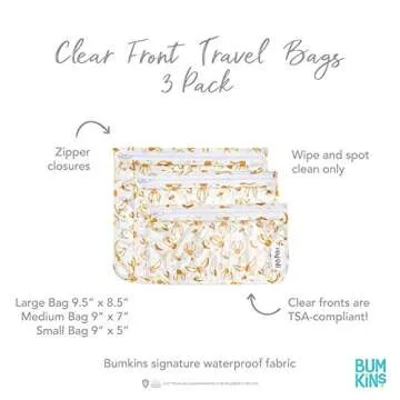 Bumkins TSA Approved Travel Bags Set - Clear Organizers