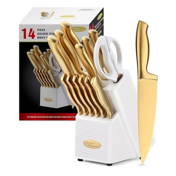 Marco Almond Gold Knife Set for Elegance and Precision