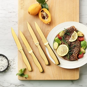 Marco Almond Gold Knife Set for Elegance and Precision