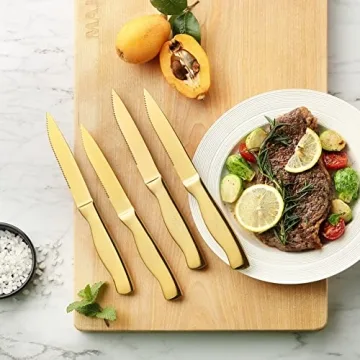 Marco Almond Gold Knife Set for Elegance and Precision