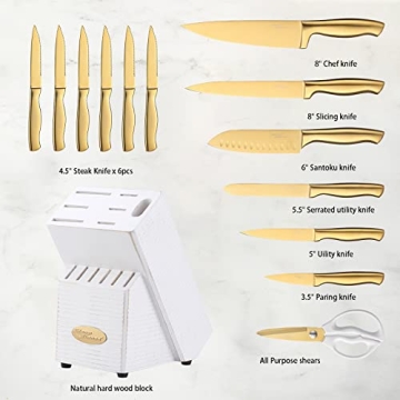 Marco Almond Gold Knife Set for Elegance and Precision