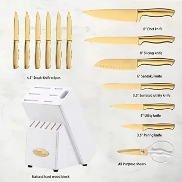 Marco Almond Gold Knife Set for Elegance and Precision