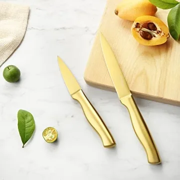 Marco Almond Gold Knife Set for Elegance and Precision