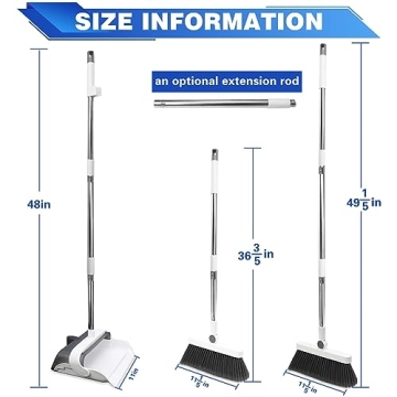 Adjustable Stainless Steel Broom Dustpan Combo Efficient Cleaning