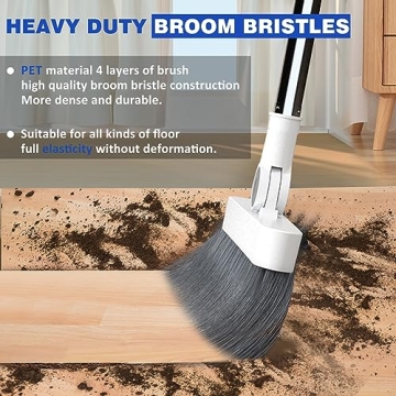 Adjustable Stainless Steel Broom Dustpan Combo Efficient Cleaning