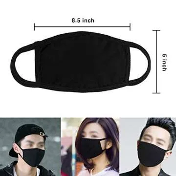 EZCASA reusable face mouth cotton black washable mask for man and women