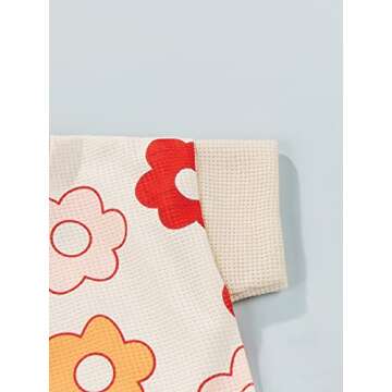 Baby Girls Outfit Set Summer Flower Printing Short Sleeve T-Shirt Tops + Elastic Waist Shorts Set (Floral, 0-6 Months)