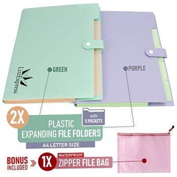 Accordion Folder Organizer with 5 Expandable Pockets