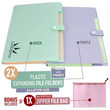 Accordion Folder Organizer with 5 Expandable Pockets