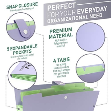Accordion Folder Organizer with 5 Expandable Pockets