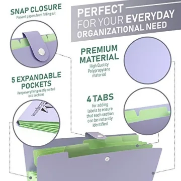 Accordion Folder Organizer with 5 Expandable Pockets