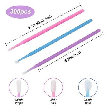 Shintop 300pcs Micro Applicator Brushes, Disposable Eyelash Extension Brushes for Makeup, Oral and D...