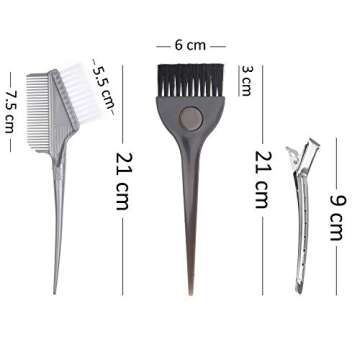Kare & Kind 9 Pcs Hair Coloring and Styling Kit - 3x Single Brushes, 1x Hair Dye Comb-Brush, 5x Hair Clips- For Balayage, Highlights, Foiling, Micro Braiding, Keratin Treatment - DIY, Home, Salon Use