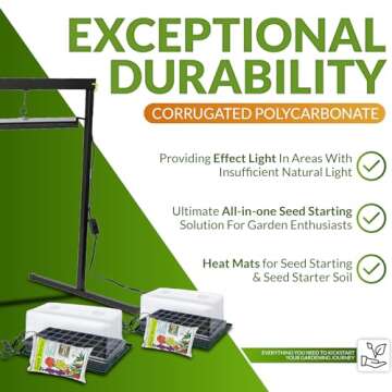 Greenhouse Megastore Indoor Seed Starter Kit with 4' Grow Light - 2 Pack of 36-Cells Seedling Starter Trays, Microgreen Trays, Humidity Domes, Heat Mats for Seed Starting & Seed Starter Soil