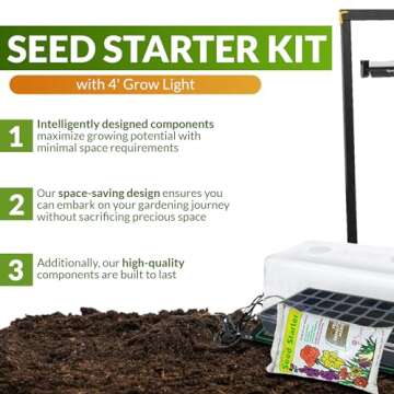 Greenhouse Megastore Indoor Seed Starter Kit with 4' Grow Light - 2 Pack of 36-Cells Seedling Starter Trays, Microgreen Trays, Humidity Domes, Heat Mats for Seed Starting & Seed Starter Soil