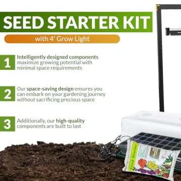 Greenhouse Megastore Indoor Seed Starter Kit with 4' Grow Light - 2 Pack of 36-Cells Seedling Starter Trays, Microgreen Trays, Humidity Domes, Heat Mats for Seed Starting & Seed Starter Soil