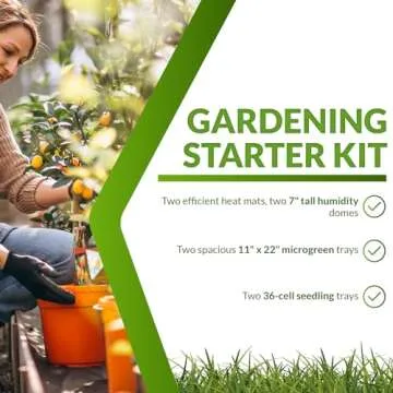 Greenhouse Megastore Indoor Seed Starter Kit with 4' Grow Light - 2 Pack of 36-Cells Seedling Starter Trays, Microgreen Trays, Humidity Domes, Heat Mats for Seed Starting & Seed Starter Soil