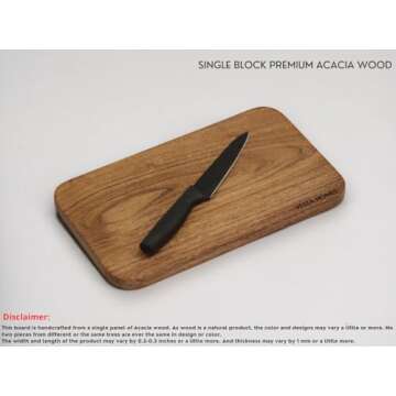 Vesta Homes Single Block Wooden Chopping/Cutting Board/Plate for Kitchen Vegetables, Fruits & Cheese | Natural Acacia Wood | Natural Color, 28 x 20 x 1.5 cm | Handcrafted