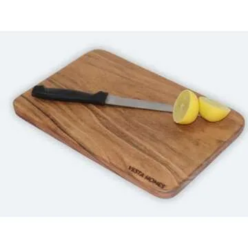 Vesta Homes Single Block Wooden Chopping/Cutting Board/Plate for Kitchen Vegetables, Fruits & Cheese | Natural Acacia Wood | Natural Color, 28 x 20 x 1.5 cm | Handcrafted