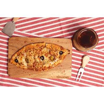 Vesta Homes Single Block Wooden Chopping/Cutting Board/Plate for Kitchen Vegetables, Fruits & Cheese | Natural Acacia Wood | Natural Color, 28 x 20 x 1.5 cm | Handcrafted