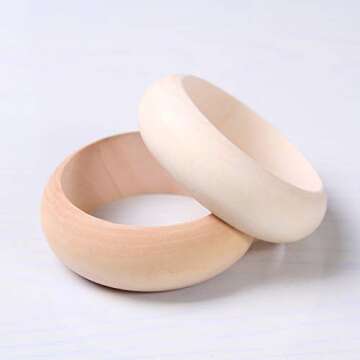 ccHuDE 4 Pcs Blank Unfinished Wood Bangle Bracelets Natural Wooden Rings Wood Circles for Crafts Jewelry DIY 25mm