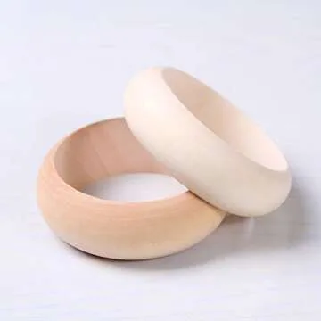 ccHuDE 4 Pcs Unfinished Wood Bangle Bracelets for DIY