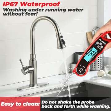 GDEALER Meat Thermometer Digital Food Thermometer Waterproof Ultra-Fast Instant Read Meat Thermometer for Grill Digital Meat Thermometer for Cooking Kitchen Thermometer with Backlight & Calibration