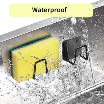 Guitar-Hangers 2 Pcs Adhesive Hooks for Washbasin and Sink Sponges Versatile Wall-Mounted Storage Rack for Kitchen & Bathroom Organization, Black