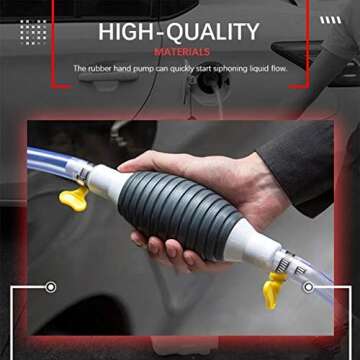 Jxueych Car Fuel Tank Sucker Newest High Flow Siphon Hand Pump Portable Manual Car Fuel Transfer Pump for Gas Gasoline Petrol Diesel Oil Liquid Water Fish Tank with 2M Syphon Hose