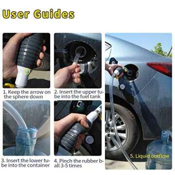Jxueych Car Fuel Tank Sucker Newest High Flow Siphon Hand Pump Portable Manual Car Fuel Transfer Pump for Gas Gasoline Petrol Diesel Oil Liquid Water Fish Tank with 2M Syphon Hose