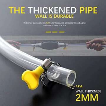 Jxueych Car Fuel Tank Sucker Newest High Flow Siphon Hand Pump Portable Manual Car Fuel Transfer Pump for Gas Gasoline Petrol Diesel Oil Liquid Water Fish Tank with 2M Syphon Hose