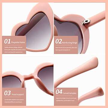 NECARSIN Bachelorette Heart Sunglasses Set for Women