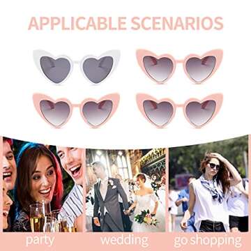 NECARSIN Bachelorette Heart Sunglasses Set for Women