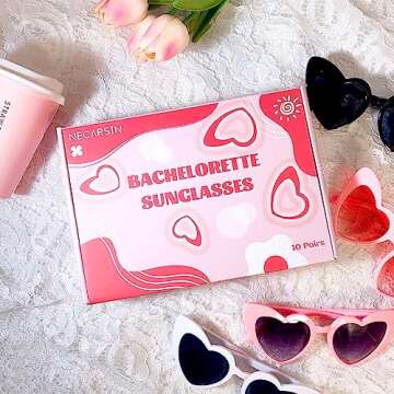 NECARSIN Bachelorette Heart Sunglasses Set for Women