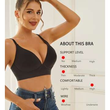 Bras for Women No Underwire Comfort Cotton Bralette Lightly Lined Wireless Bra Sexy V Neck Bralettes...
