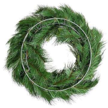 Vita Domi 30" Deluxe Full Sugar Pine and Greens Wreath with Pinecones